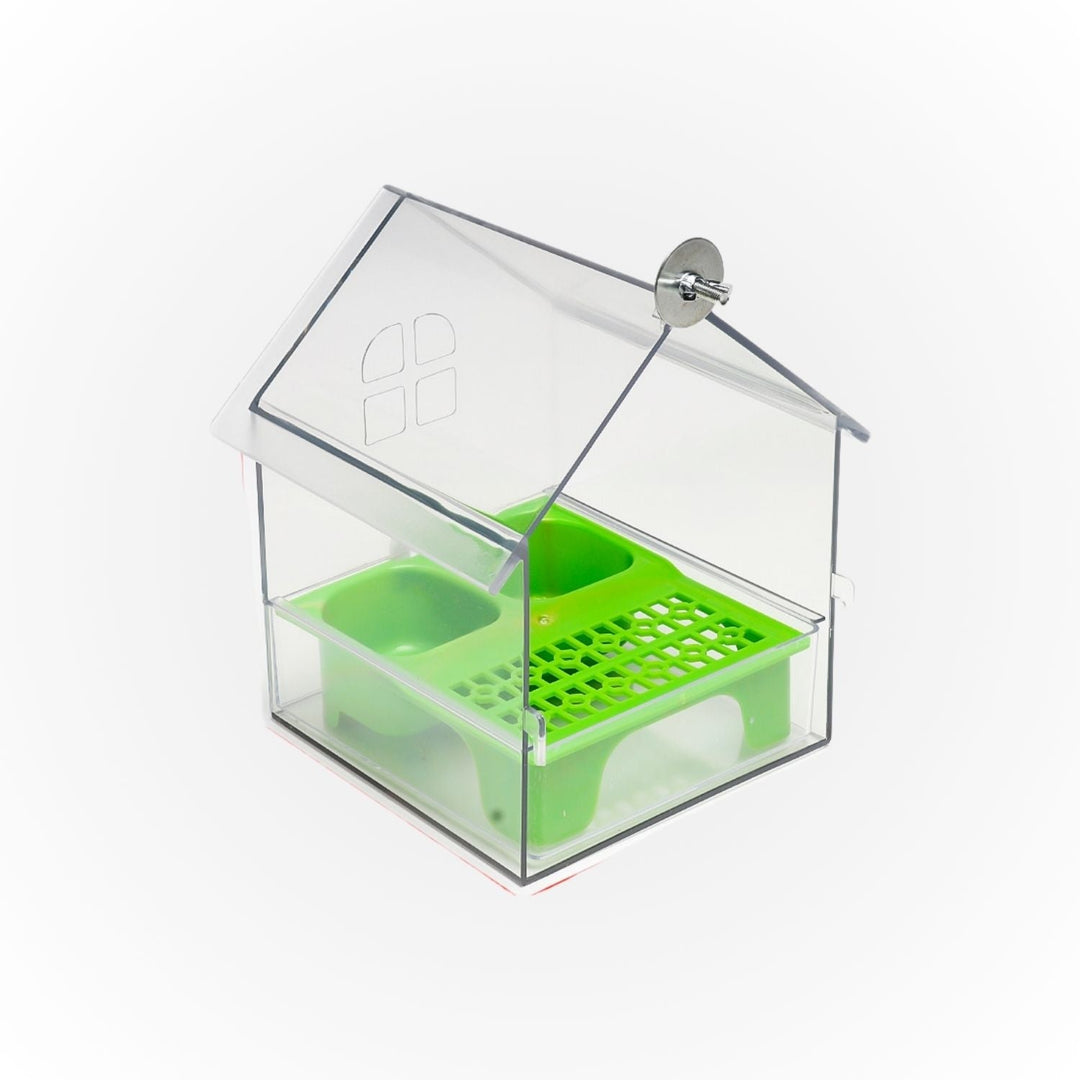 Lisslune | External Bird Feeder and Bathhouse – Space-Saving Anti-Spill Feeding Solution