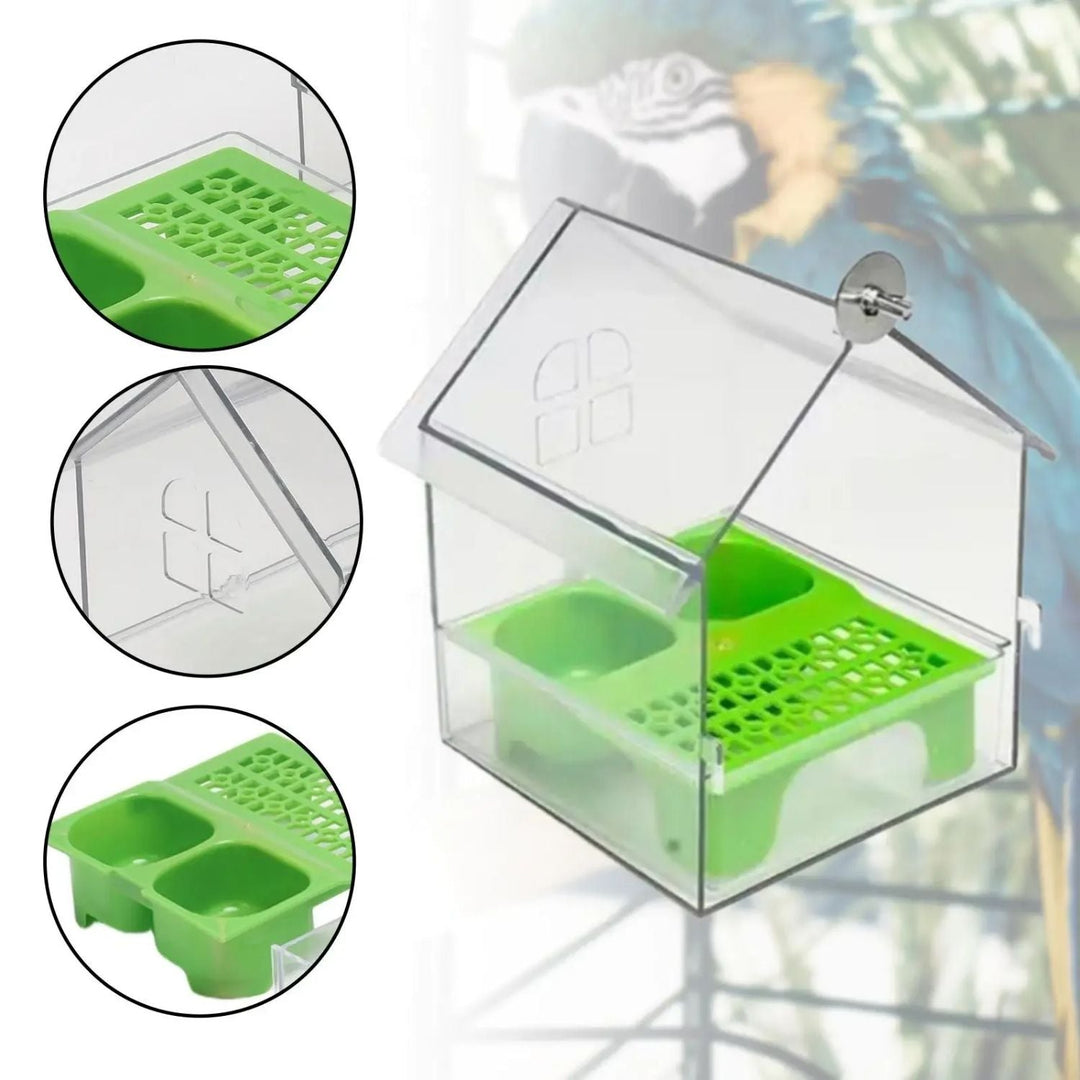 Lisslune | External Bird Feeder and Bathhouse – Space-Saving Anti-Spill Feeding Solution