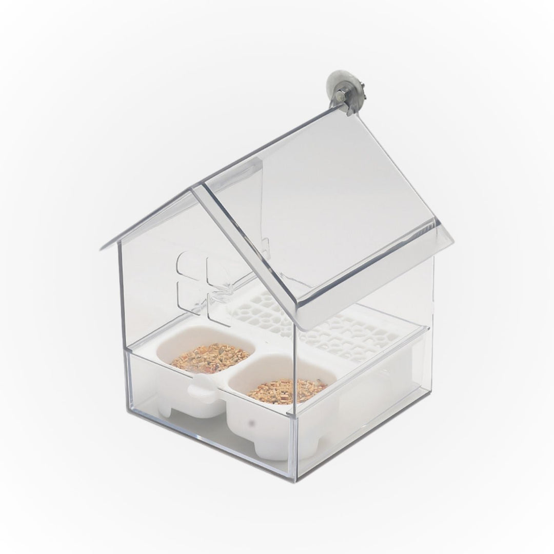 Lisslune | External Bird Feeder and Bathhouse – Space-Saving Anti-Spill Feeding Solution
