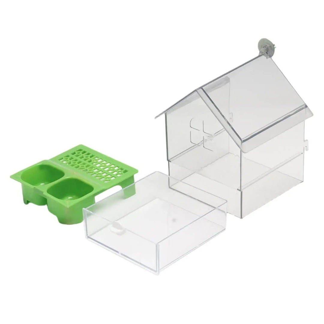 Lisslune | External Bird Feeder and Bathhouse – Space-Saving Anti-Spill Feeding Solution