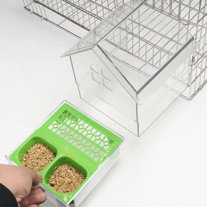 Lisslune | External Bird Feeder and Bathhouse – Space-Saving Anti-Spill Feeding Solution