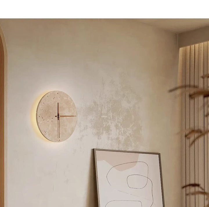 Lisslune | Awaken your space with the Wabi-sabi wall clock made of travertine