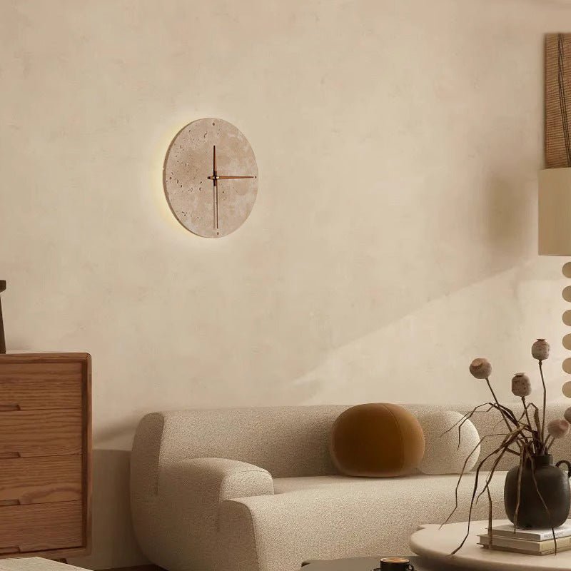 Lisslune | Awaken your space with the Wabi-sabi wall clock made of travertine