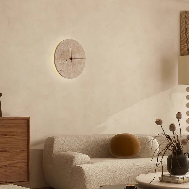 Lisslune | Awaken your space with the Wabi-sabi wall clock made of travertine
