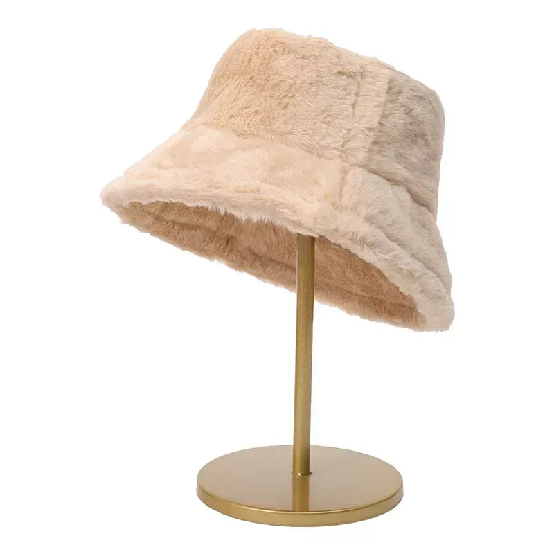 Lisslune | Women’s Synthetic Rabbit Fur Autumn Bucket Hat – Lorna