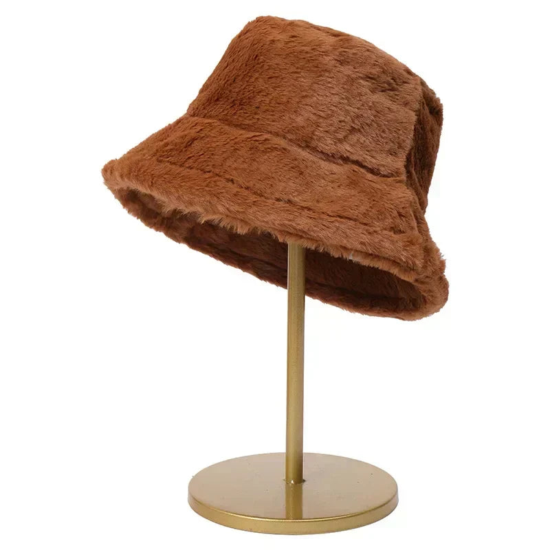 Lisslune | Women’s Synthetic Rabbit Fur Autumn Bucket Hat – Lorna