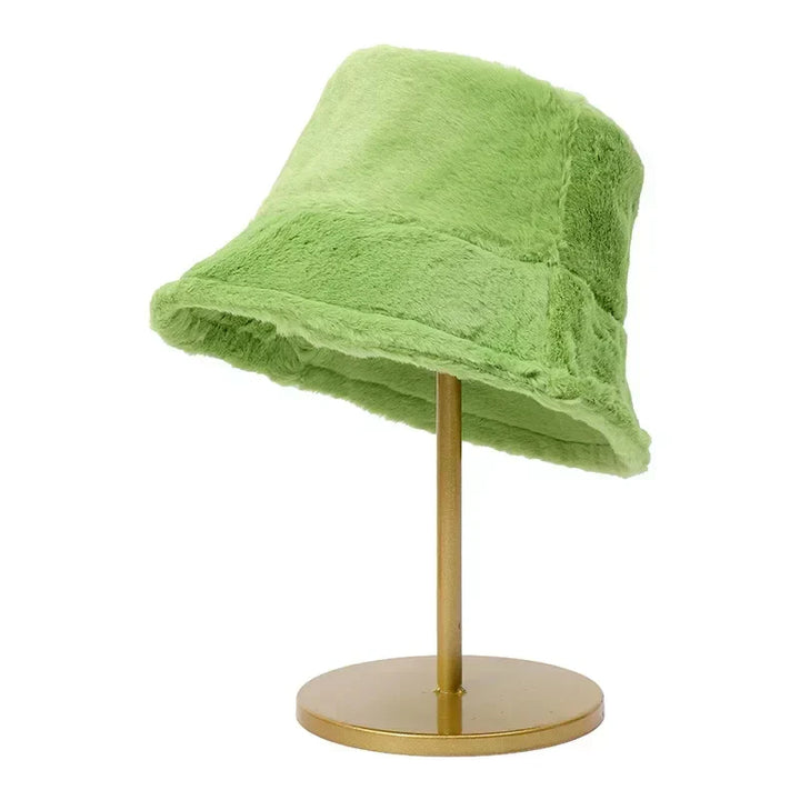 Lisslune | Women’s Synthetic Rabbit Fur Autumn Bucket Hat – Lorna