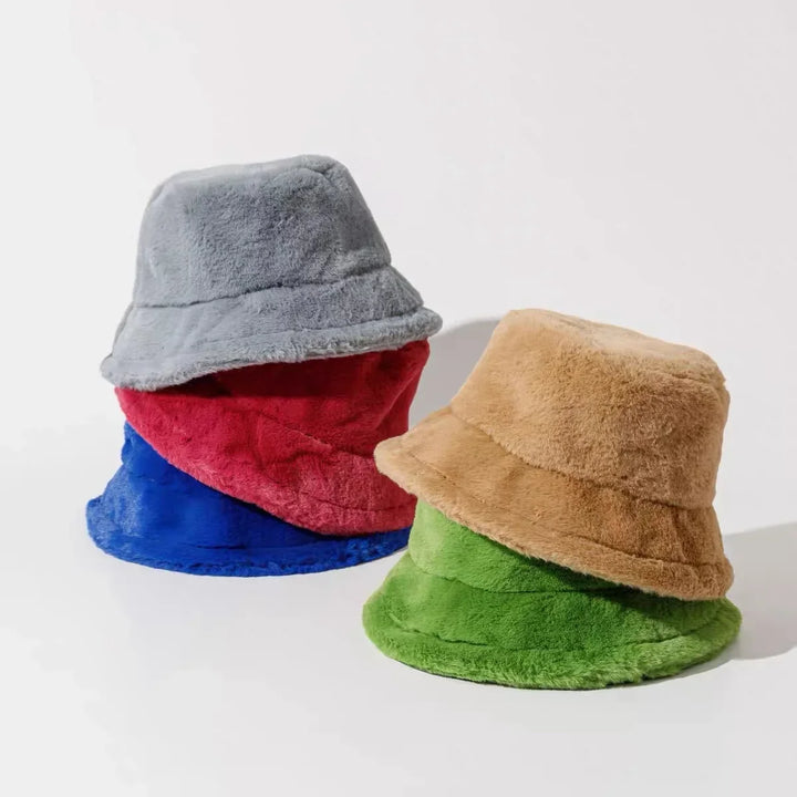 Lisslune | Women’s Synthetic Rabbit Fur Autumn Bucket Hat – Lorna