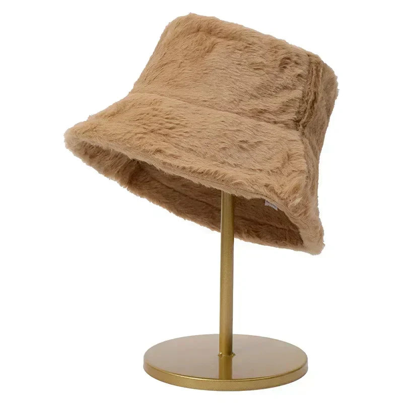 Lisslune | Women’s Synthetic Rabbit Fur Autumn Bucket Hat – Lorna