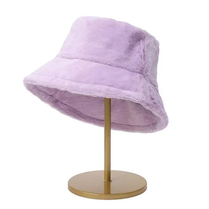 Lisslune | Women’s Synthetic Rabbit Fur Autumn Bucket Hat – Lorna