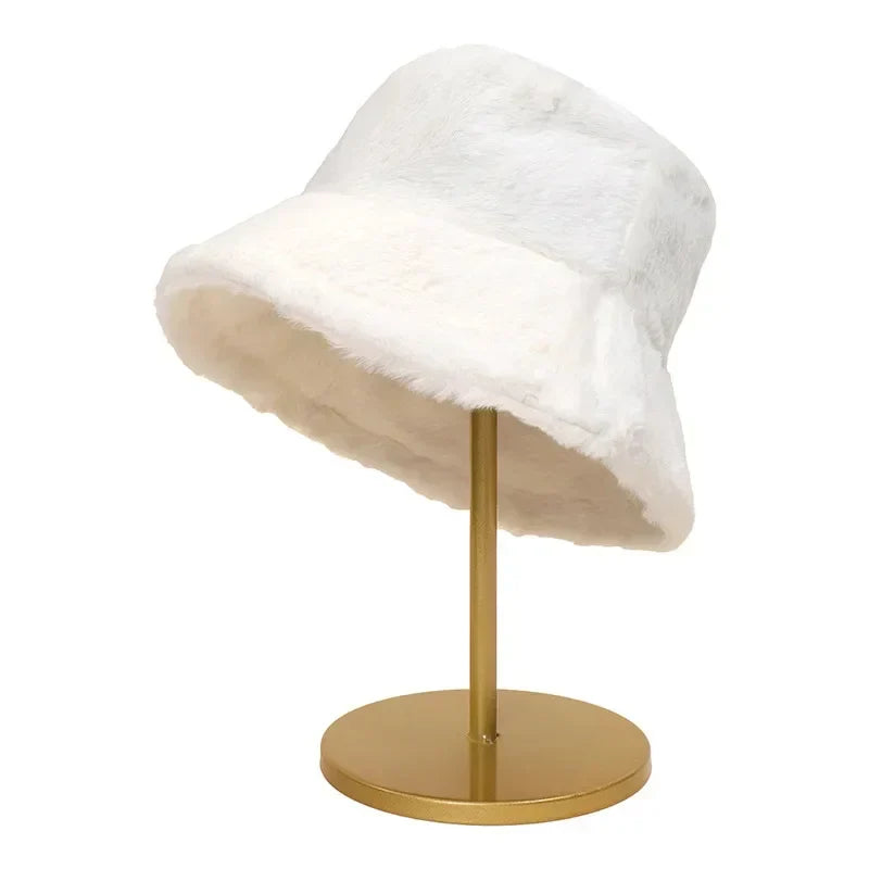 Lisslune | Women’s Synthetic Rabbit Fur Autumn Bucket Hat – Lorna