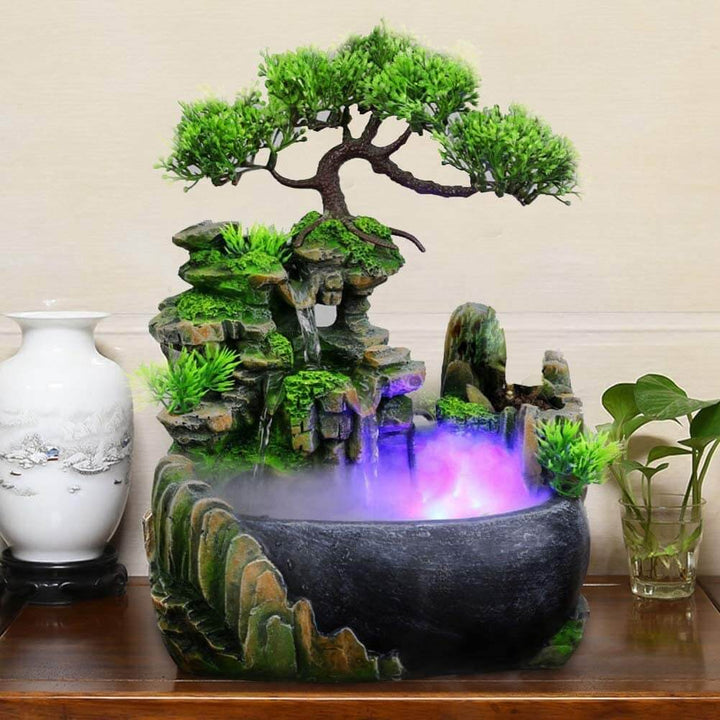 Lisslune | ZenFlow Indoor Tabletop Fountain – LED Light Water Feature for Home, Office & Relaxation Décor