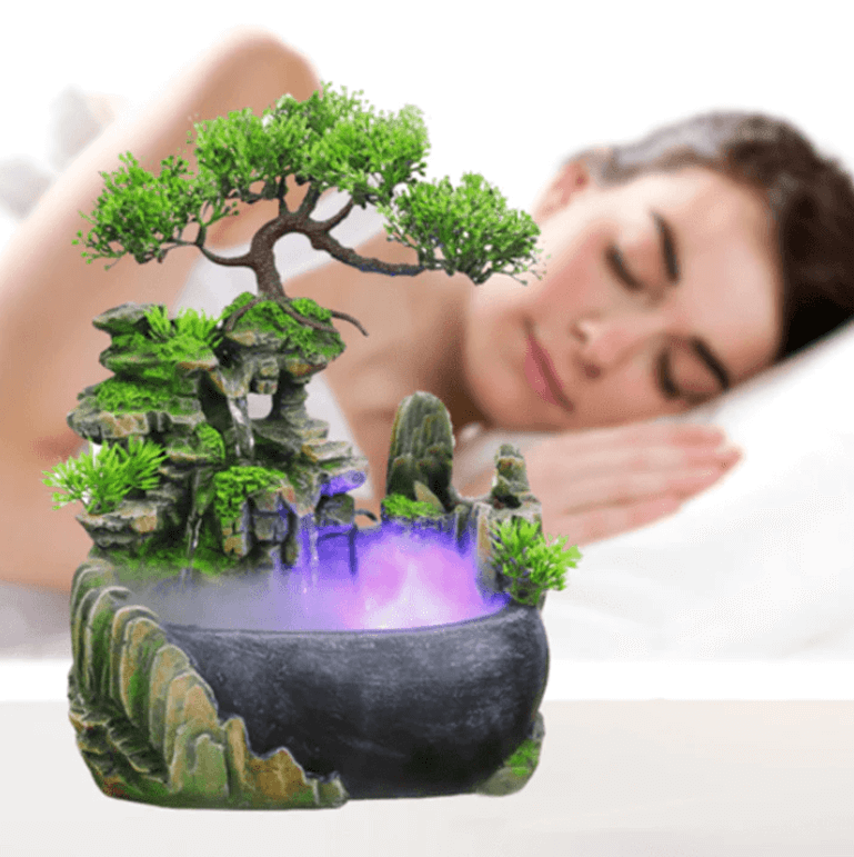 Lisslune | ZenFlow Indoor Tabletop Fountain – LED Light Water Feature for Home, Office & Relaxation Décor