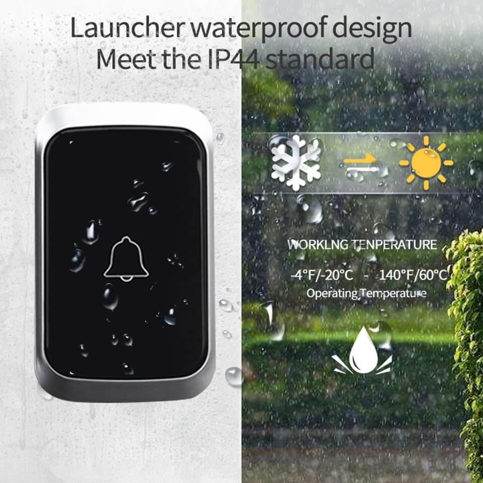 Lisslune | Wireless Waterproof Doorbell with LED Flash – Easy Installation, Adjustable Volume & 36 Chimes