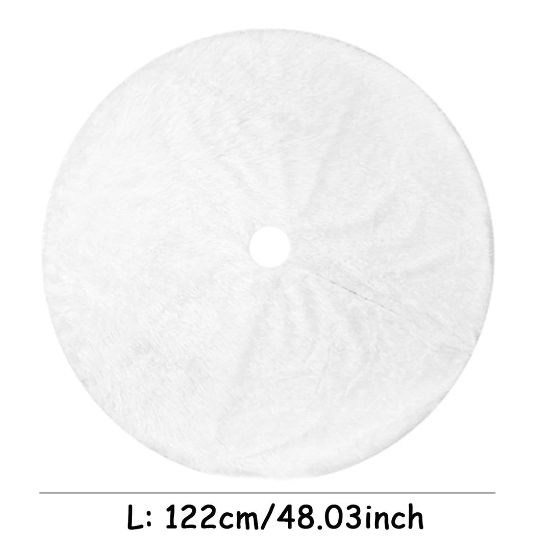 Lisslune | White Synthetic Fur Christmas Tree Skirt – Elegant Plush Carpet for Holiday Décor & New Year Charm