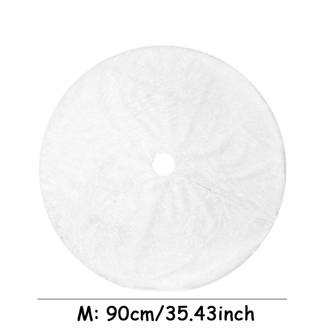 Lisslune | White Synthetic Fur Christmas Tree Skirt – Elegant Plush Carpet for Holiday Décor & New Year Charm