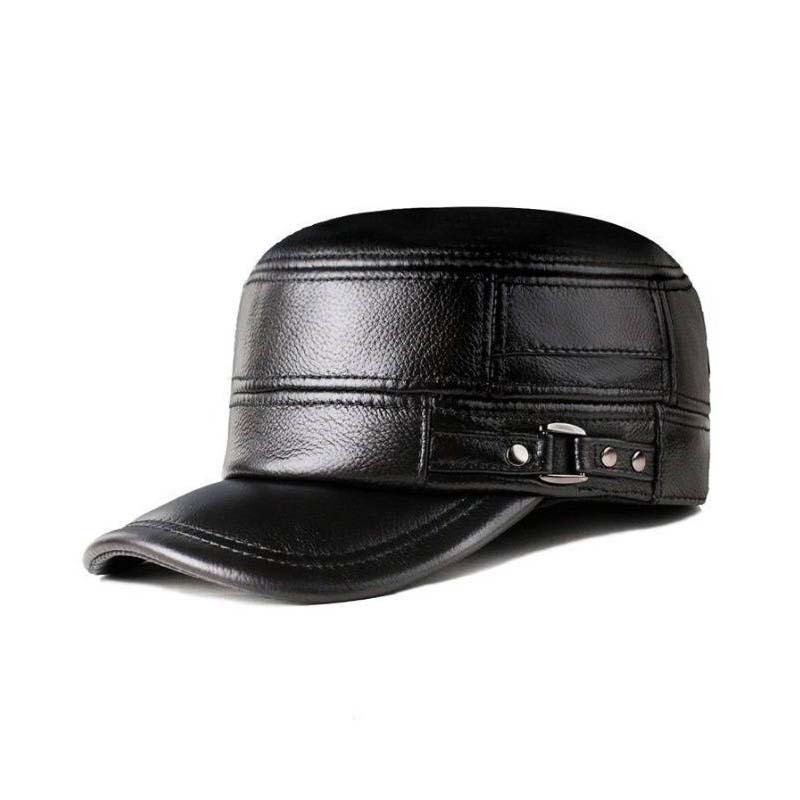 Lisslune | New winter hat for men with lambskin ear protection flat visor