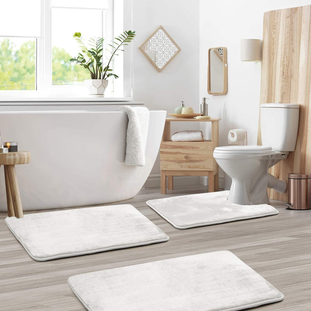 Lisslune | VelvaLuxe 3-piece Memoryfoam Bath Mat Set – Non-slip, Absorbent and Washable