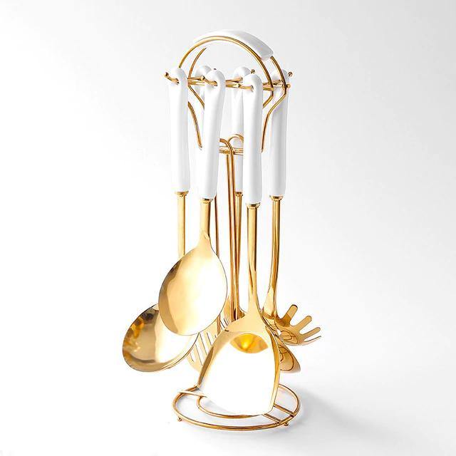 Lisslune | Golden Kitchen Utensils with Stand