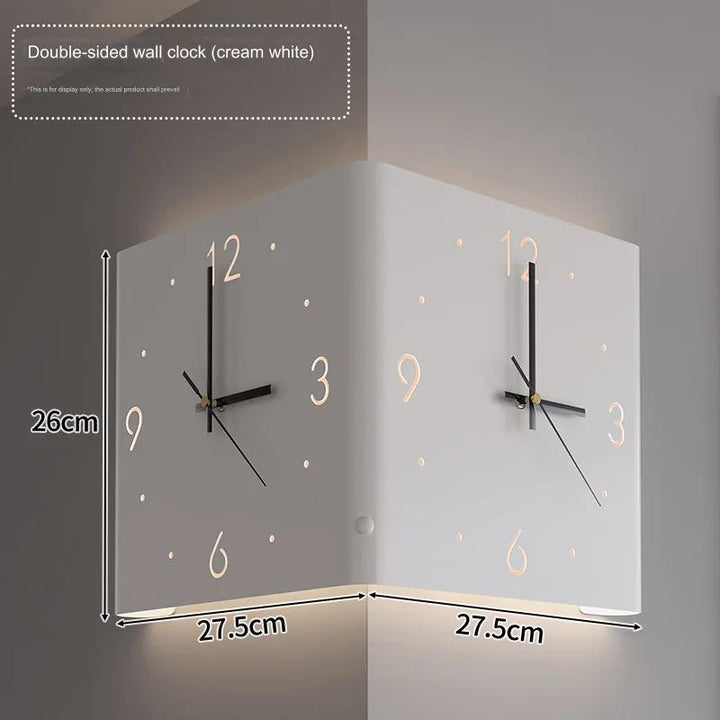 Lisslune | Double-Sided Illuminated Corner Silent Wall Clock