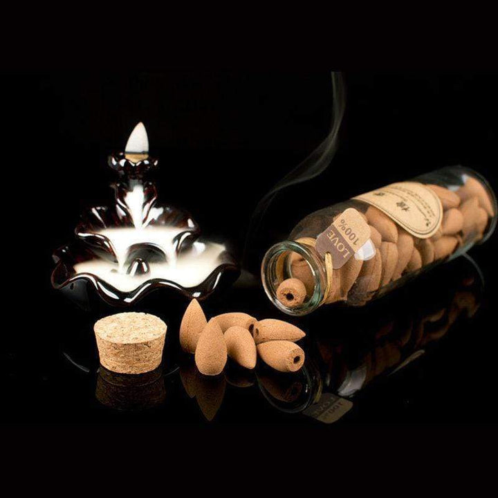 Lisslune | Smoking Man Backflow Incense Cones Glass Bottle 60 Pieces