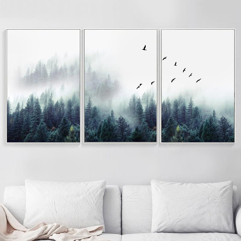 Lisslune | 3-piece Nordic Forest Landscape Wall Art