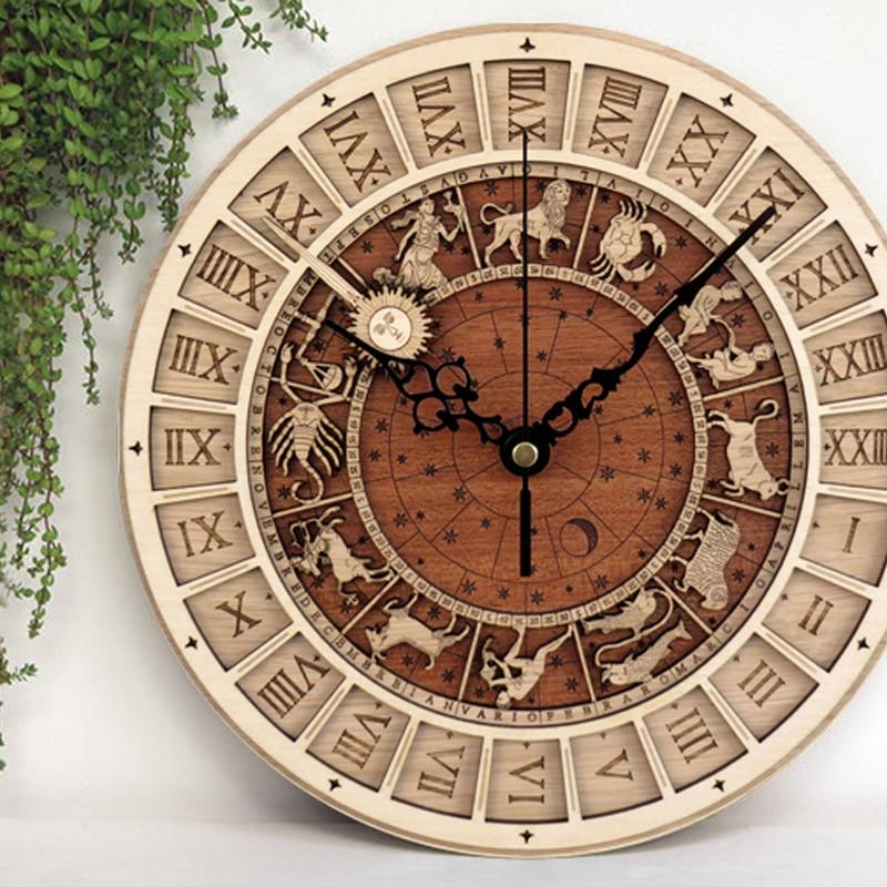 Lisslune | Zodiac Signs Wooden Wall Clock