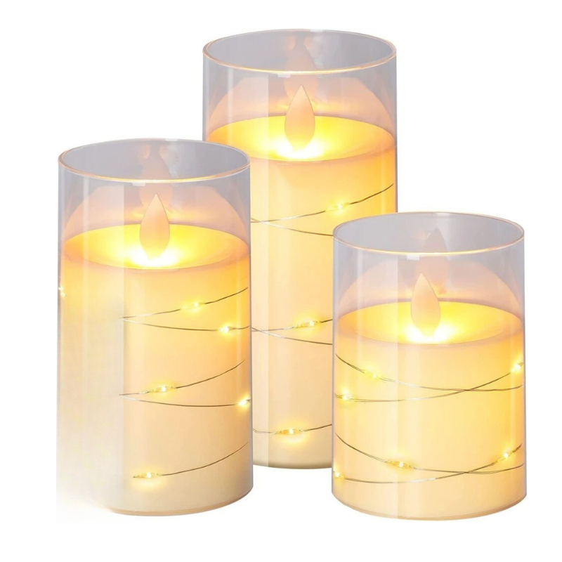 Lisslune | LED Ambient Candle Lights | Realistic Flame Aura, Customizable Brightness & Timer Settings for Home Decor and Events