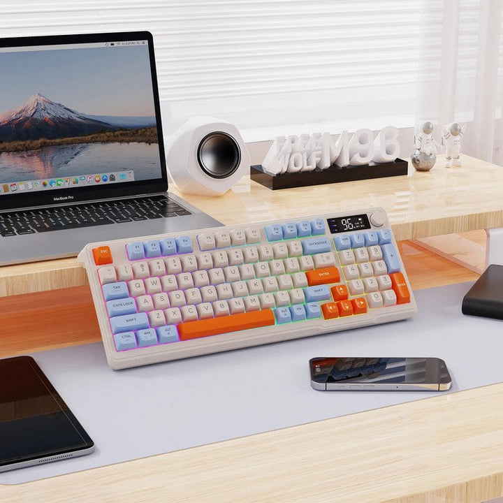 Lisslune | Silent Mechanical Keyboard - Cool Gaming Wireless Design with Display