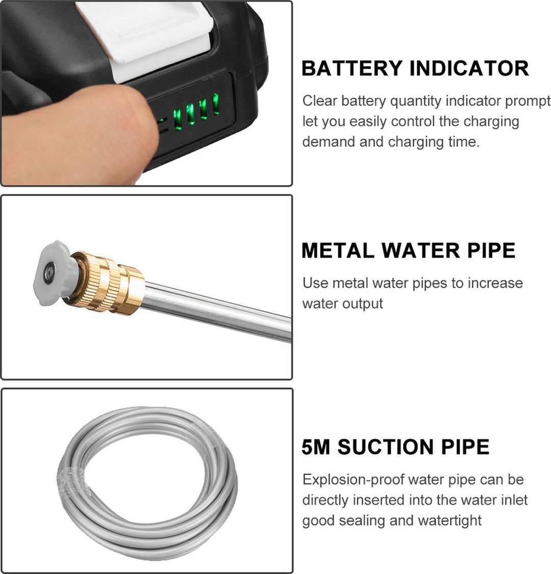 Lisslune | WASHFORCE – Cordless High-Pressure Cleaner with 12000 mAh Battery for Outdoor Cleaning