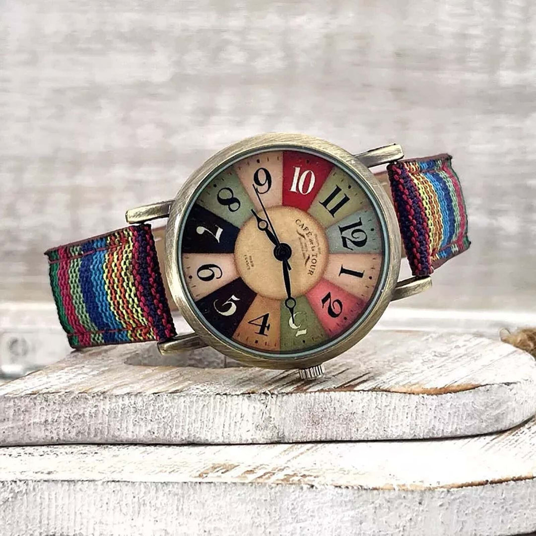 Lisslune | Wise Retro Watch with Denim Canvas Strap – Unisex Vintage Style Wristwatch