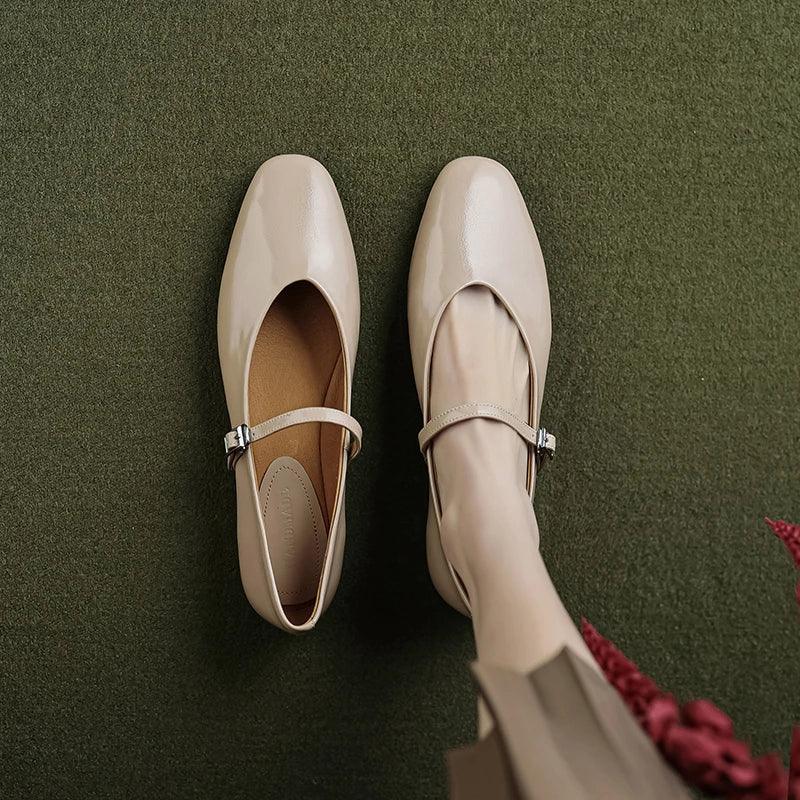 Lisslune | Casual shoes: Distinctive comfortable ballerinas - Leather retro style - TSS158