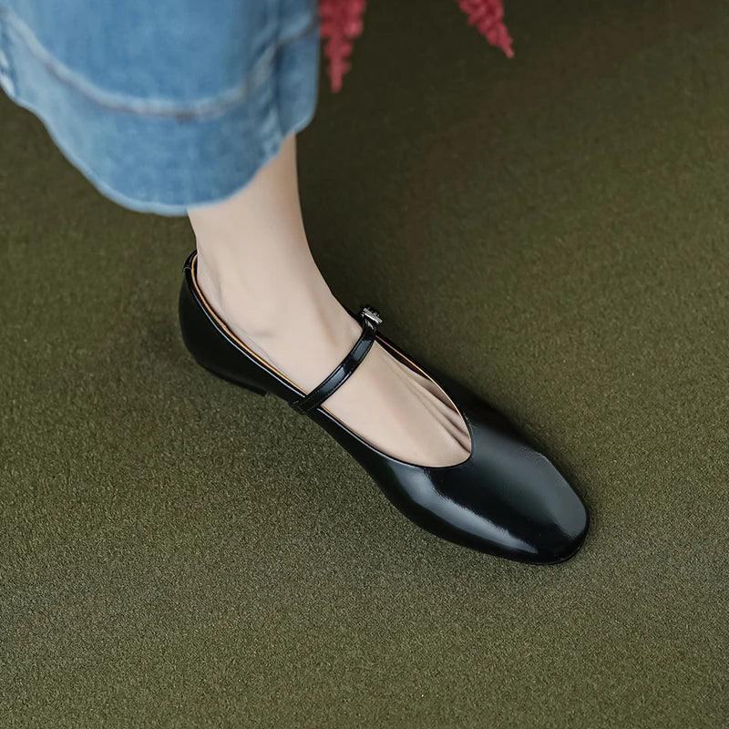 Lisslune | Casual shoes: Distinctive comfortable ballerinas - Leather retro style - TSS158