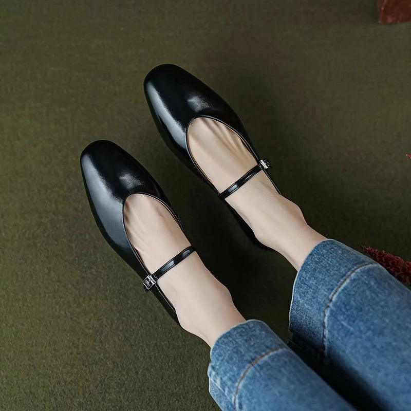 Lisslune | Casual shoes: Distinctive comfortable ballerinas - Leather retro style - TSS158