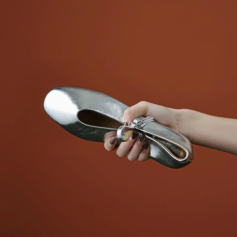 Lisslune | Casual shoes: Distinctive comfortable ballerinas - Leather retro style - TSS158