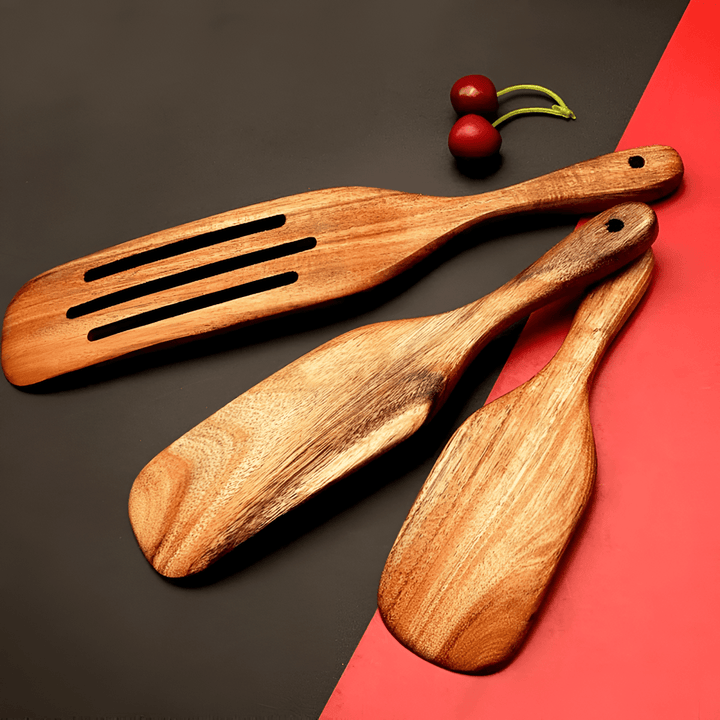 Lisslune | WOODEASE Utensil Set – Sustainable Teak Tools for Non-Stick Safe, Heat-Resistant Cooking