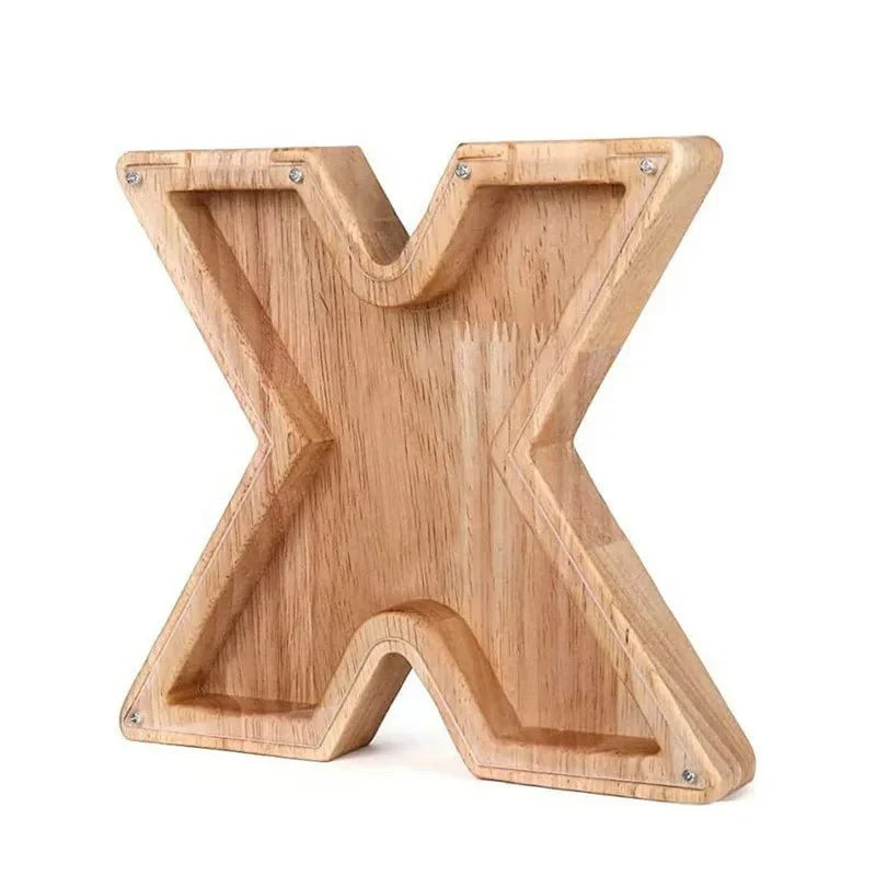 Lisslune | Wooden Alphabet Letters 'Initial' Piggy Bank