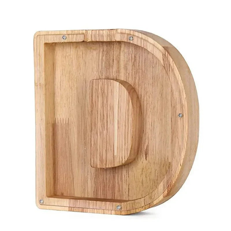 Lisslune | Wooden Alphabet Letters 'Initial' Piggy Bank