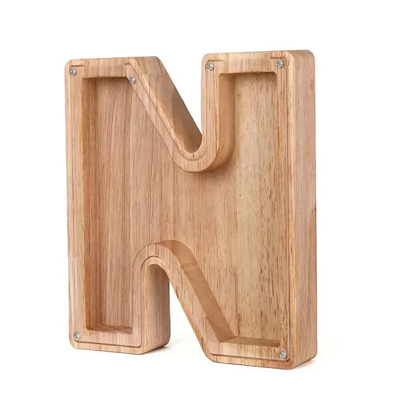 Lisslune | Wooden Alphabet Letters 'Initial' Piggy Bank