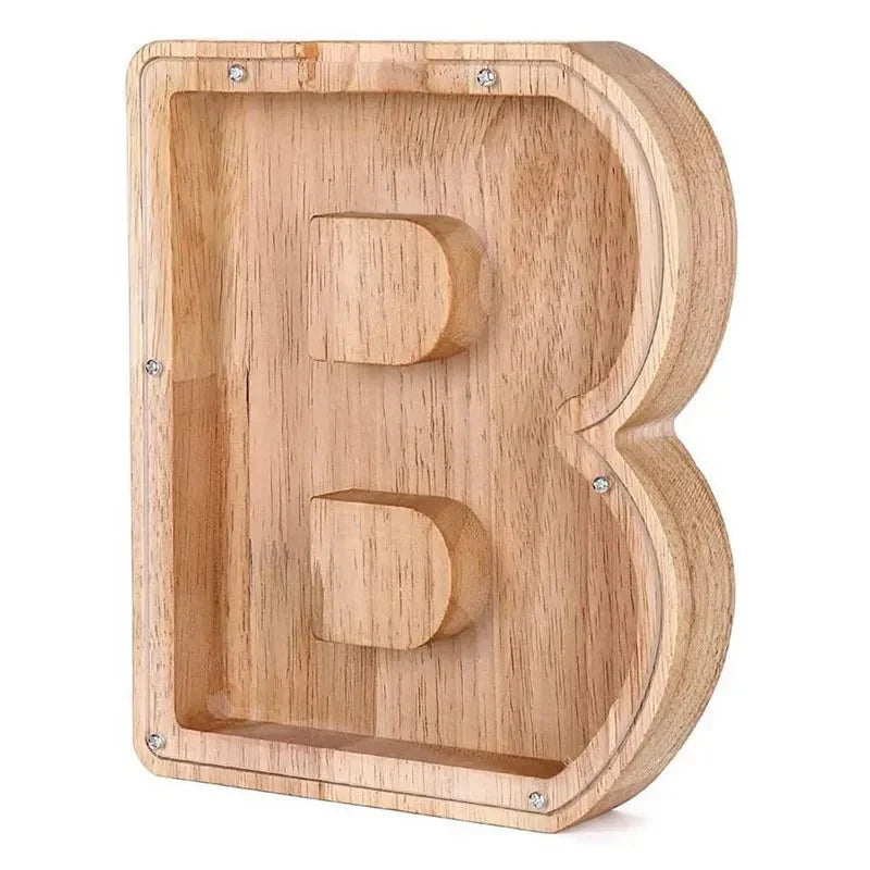 Lisslune | Wooden Alphabet Letters 'Initial' Piggy Bank