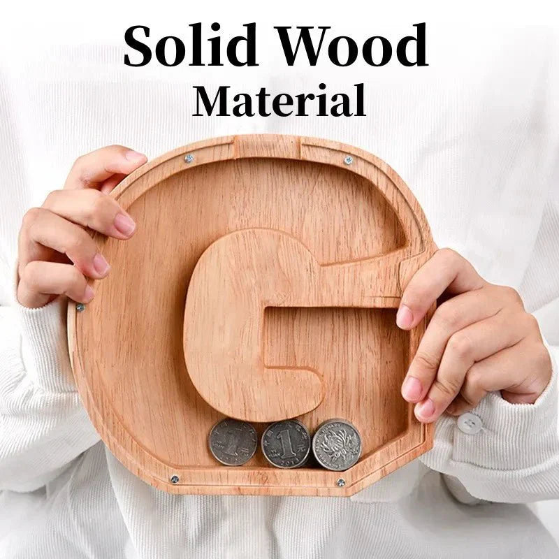 Lisslune | Wooden Alphabet Letters 'Initial' Piggy Bank