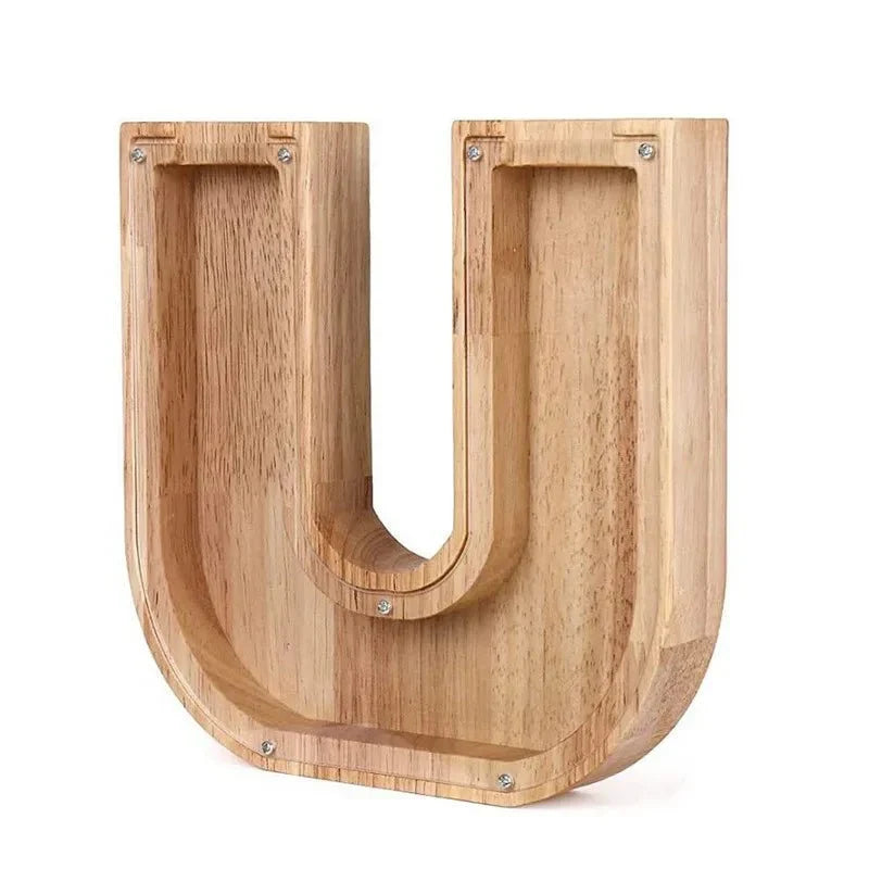 Lisslune | Wooden Alphabet Letters 'Initial' Piggy Bank