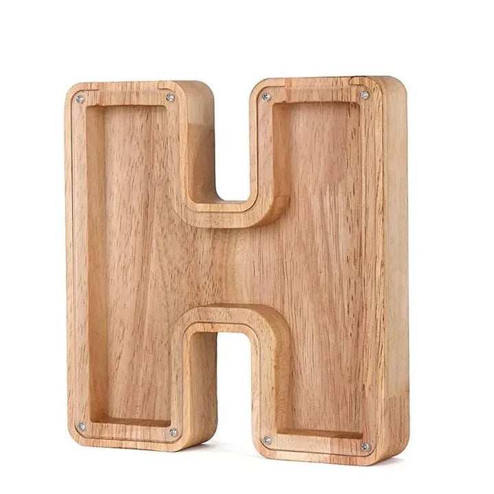 Lisslune | Wooden Alphabet Letters 'Initial' Piggy Bank