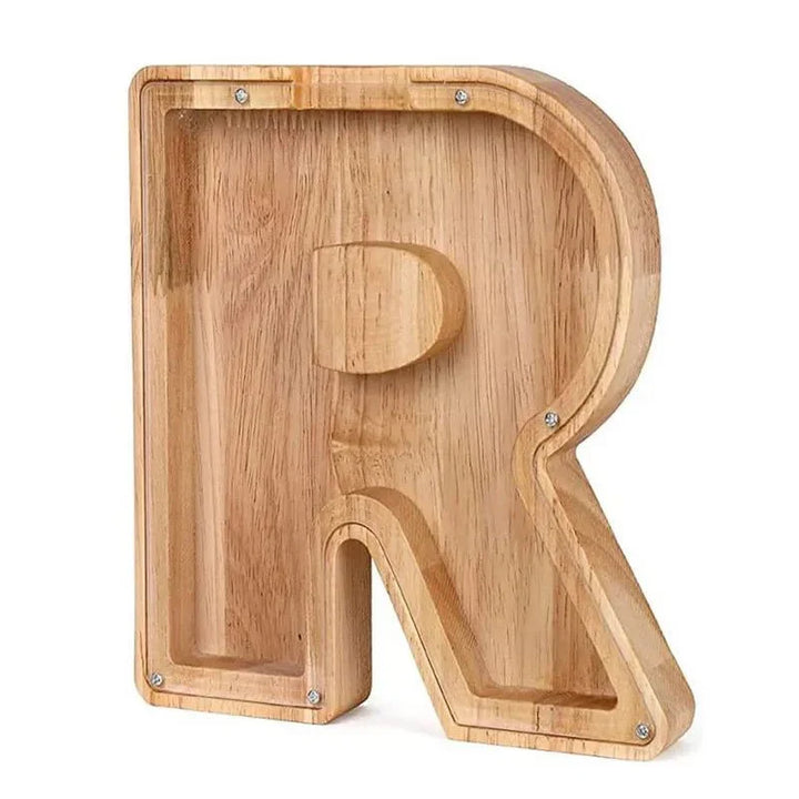 Lisslune | Wooden Alphabet Letters 'Initial' Piggy Bank