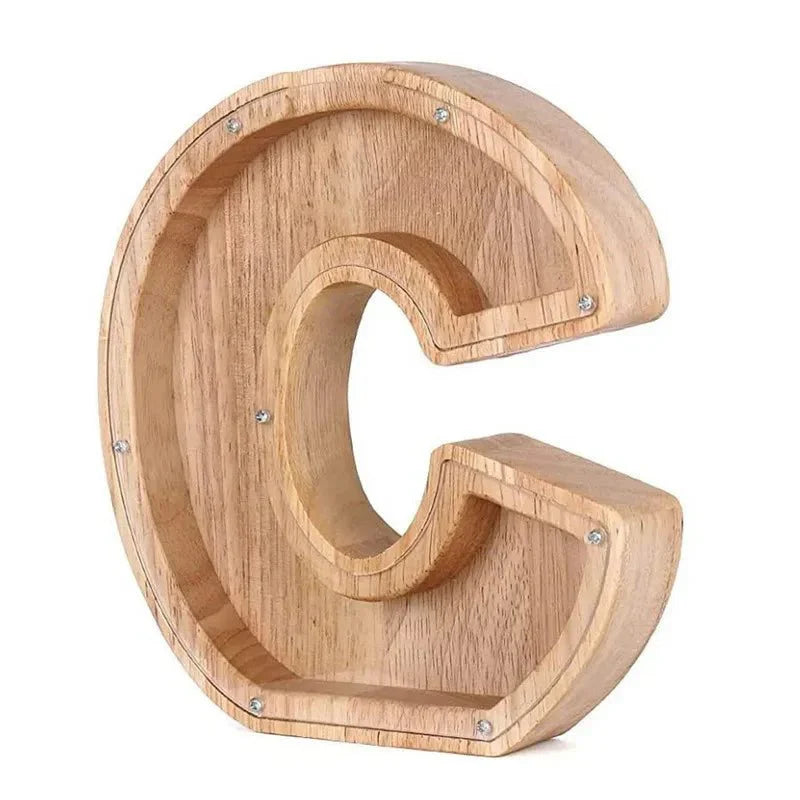 Lisslune | Wooden Alphabet Letters 'Initial' Piggy Bank