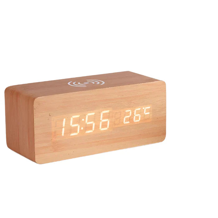 Lisslune | SmartGlow Bluetooth-controlled LED alarm clock made of wood