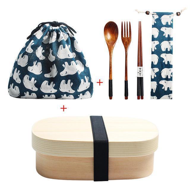 Lisslune | Eco-friendly Japanese wooden bento box for children - stylish, leak-proof design