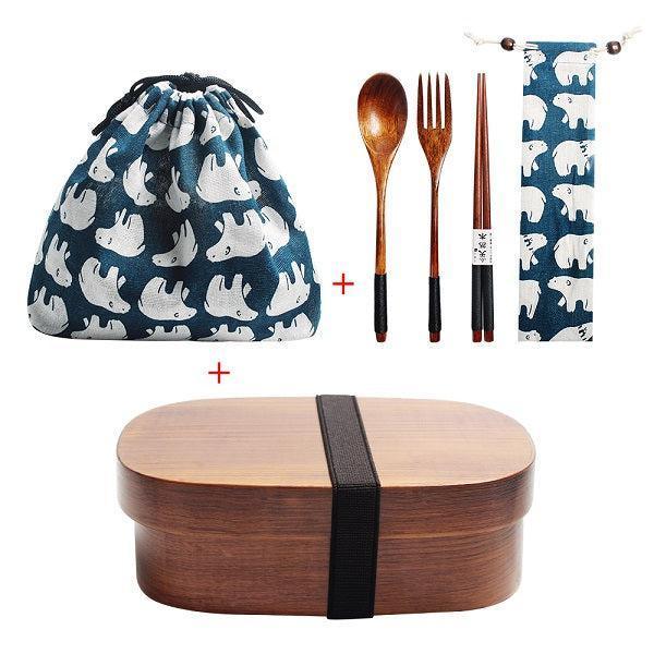 Lisslune | Eco-friendly Japanese wooden bento box for children - stylish, leak-proof design