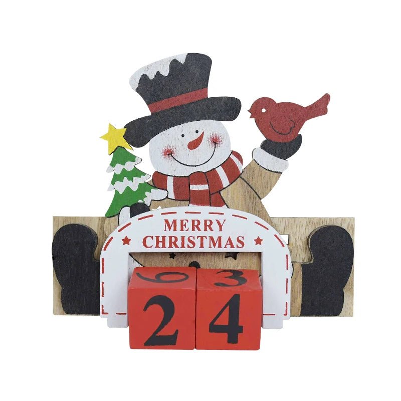 Lisslune | Wooden Painted Christmas Countdown Calendar – Festive Christmas Home Decor & New Year Countdown Gift