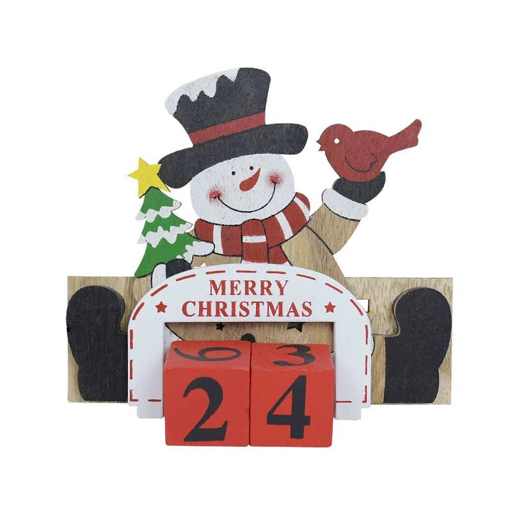 Lisslune | Wooden Painted Christmas Countdown Calendar – Festive Christmas Home Decor & New Year Countdown Gift